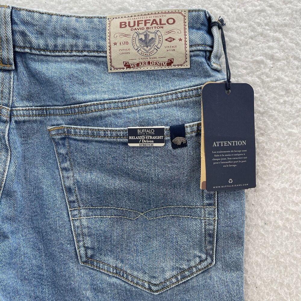 Buffalo David Bitton Jeans Mens 40x32 Blue Driven Relaxed Straight Stretch Denim - Picture 10 of 13